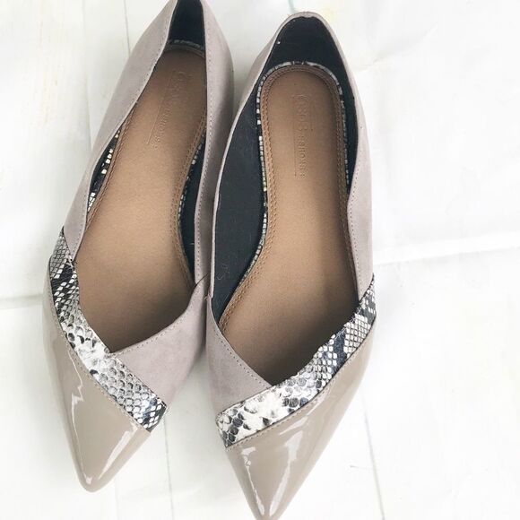 ASOS Vibrant Pointed Contrast Panel Tan Flats 8.5W - Picture 1 of 6